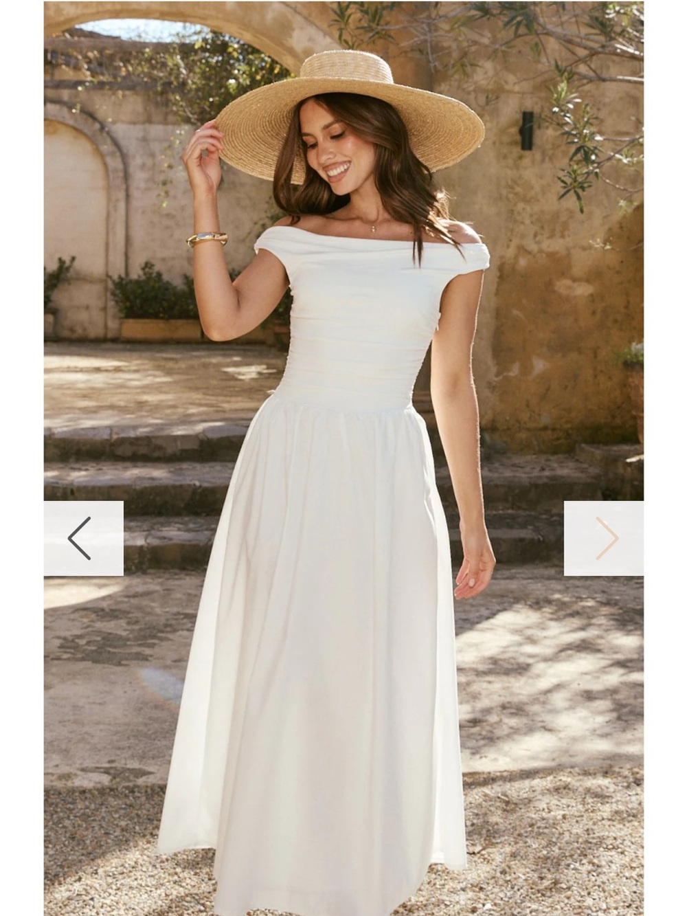 Women's Off-the-Shoulder White Maxi Dress